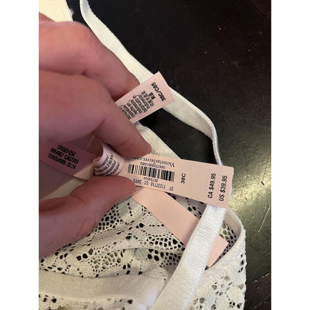 Victoria's Secret Bra Womens 38C White Lace Push Up Front Closure Crossback - Picture 7 of 10
